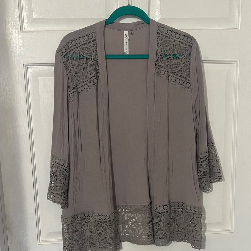 NY Collection Light Gray Cardigan